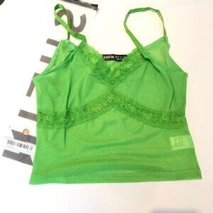 SHEIN green mesh crop cami top 💚